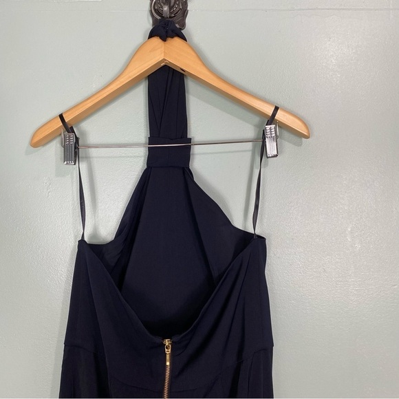 Shona Joy Navy Blue Core Knot Dress Sz 8 Halter Neck Midi - Picture 6 of 8
